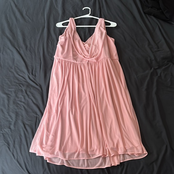 David’s Bridal Cowl Back Mesh Bridesmaid Dress Size 20 Pink - Picture 2 of 11